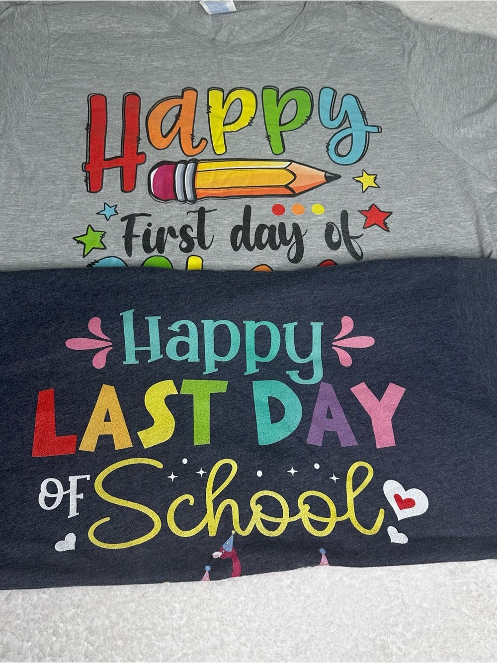 Lot of 2 Plus Size Educator T-Shirts - First & Last Day of School (3X)